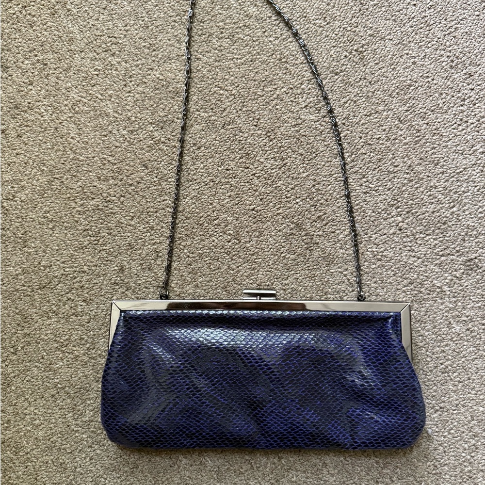 Style & Co. Blue Clutch with Metallic Chain